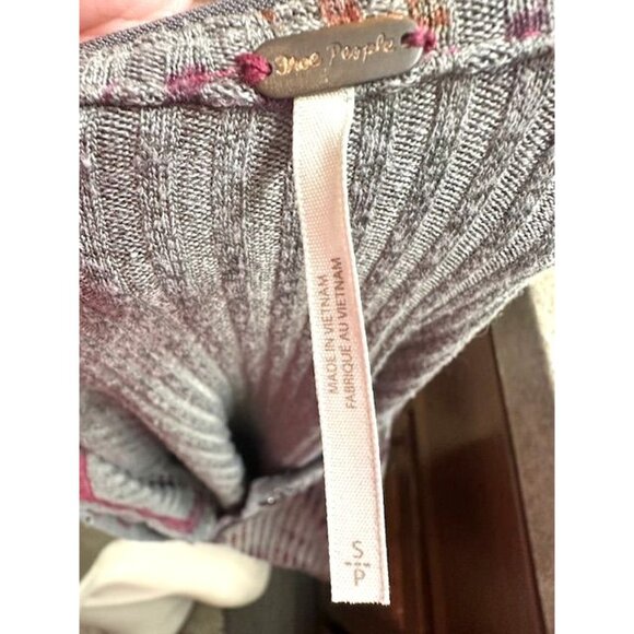 Free People Ribbed Floral Henley Bohemian, Cottage Bell Long Sleeves Sweater Sm - Picture 7 of 9